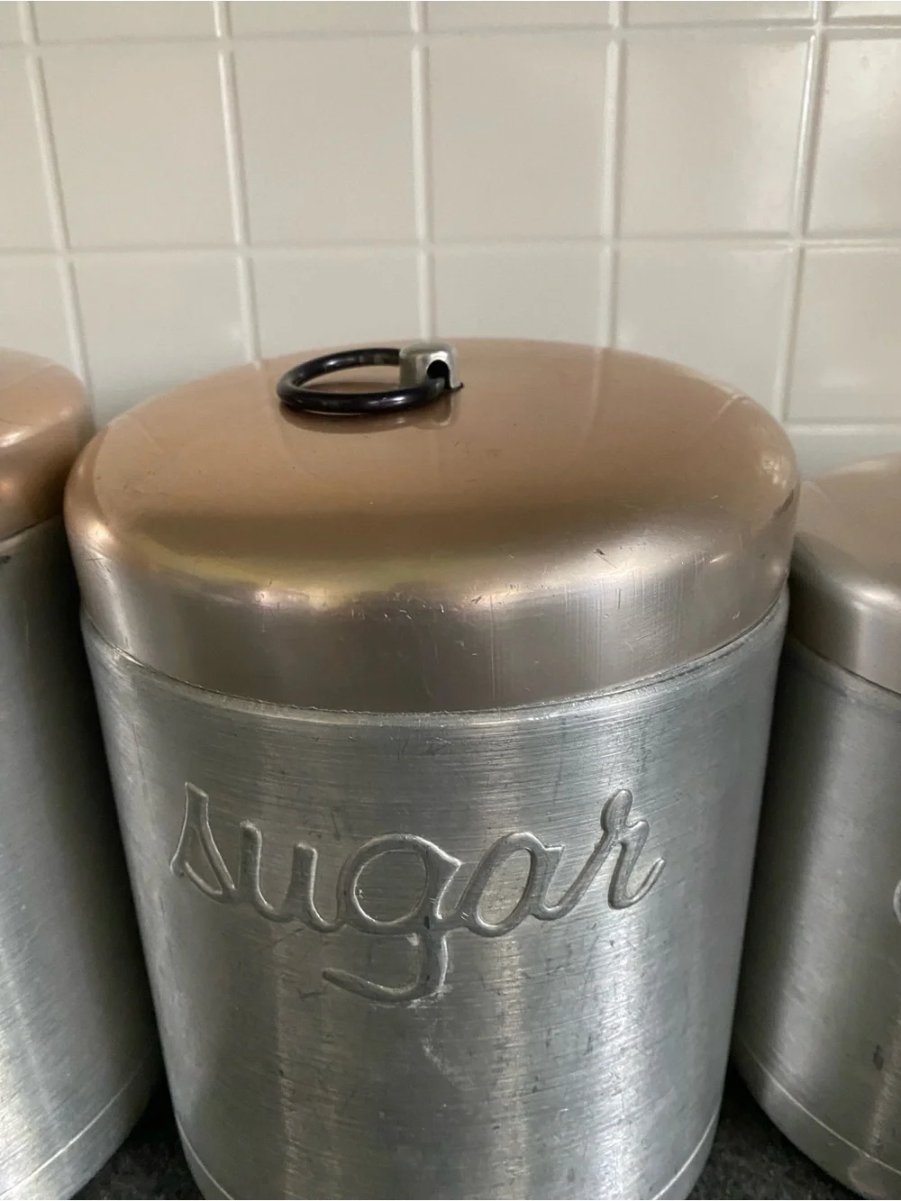Vintage Heller Hostess Ware Kitchen Canister Set - Flour, Sugar, Coffee, Tea